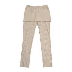 beige ribbed leggings with foldover waistband / attached skirt (S)